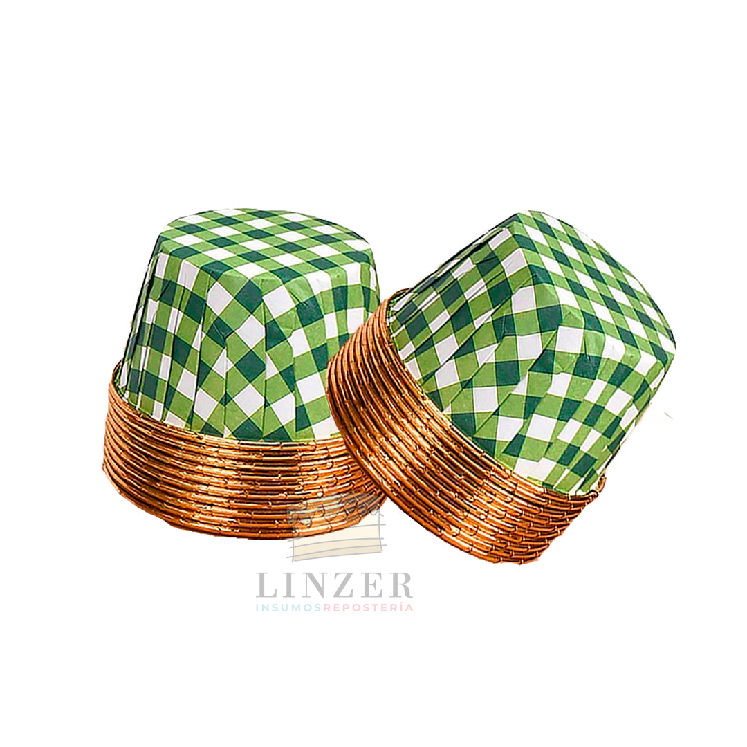 Cápsulas cupcakes cuadriculadas verde 20u.