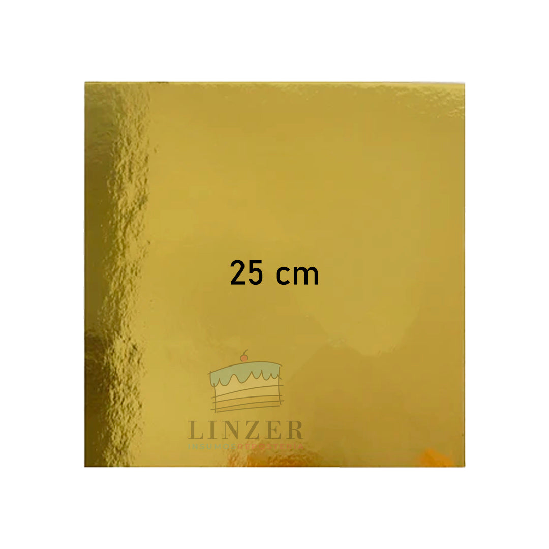 Base de cartón cuadrada dorada 25cm.