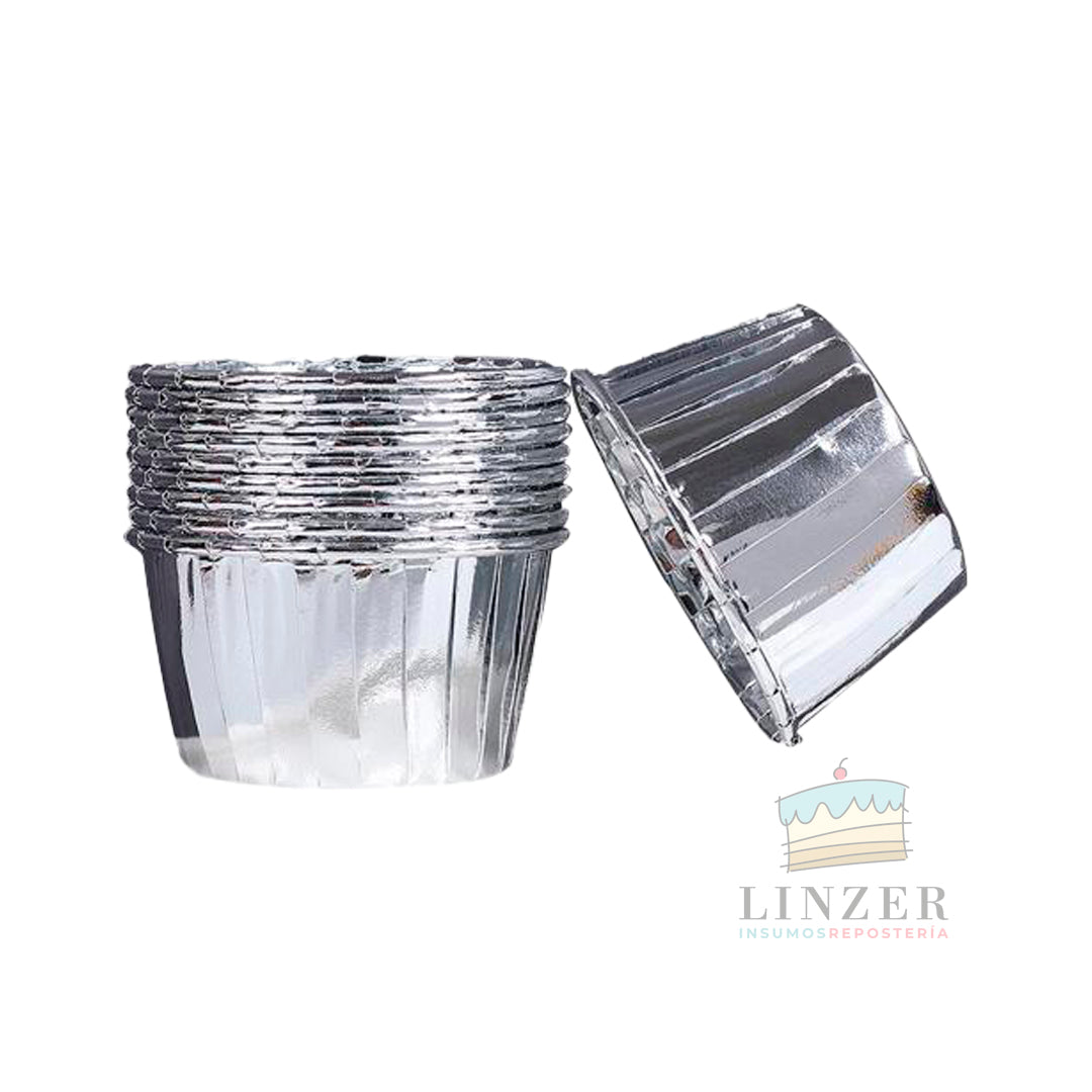 Capsula cupcake plateada pack 20u.
