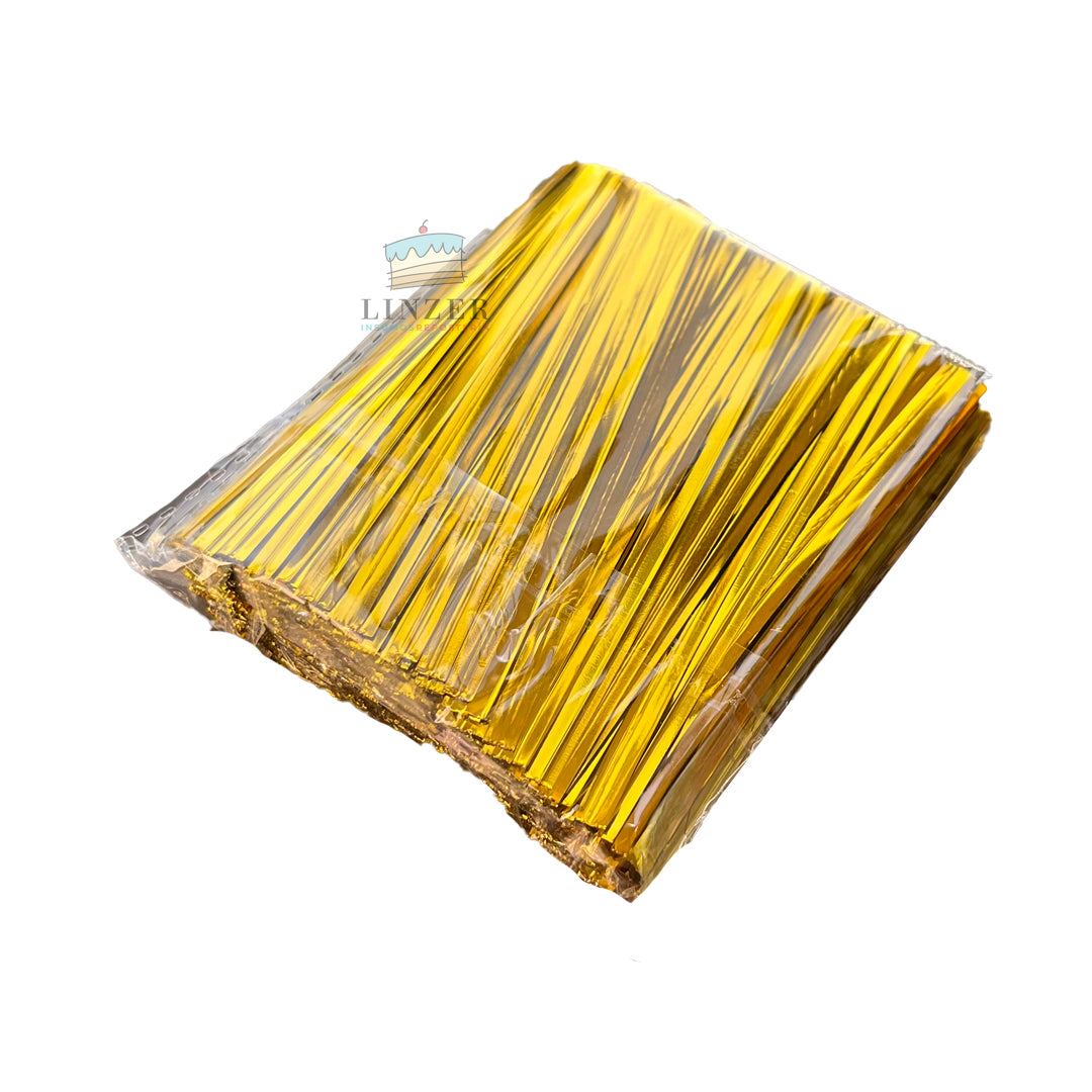 Amarras de Alambre Doradas - 100 Unidades (8 cm)