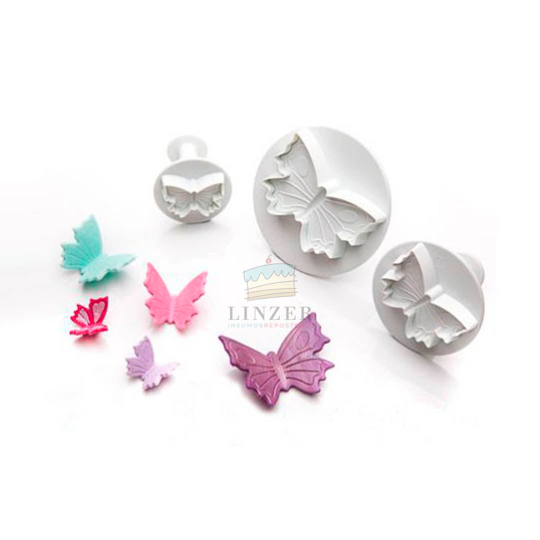 Set de 3 cortadores + marcador de mariposa para fondant