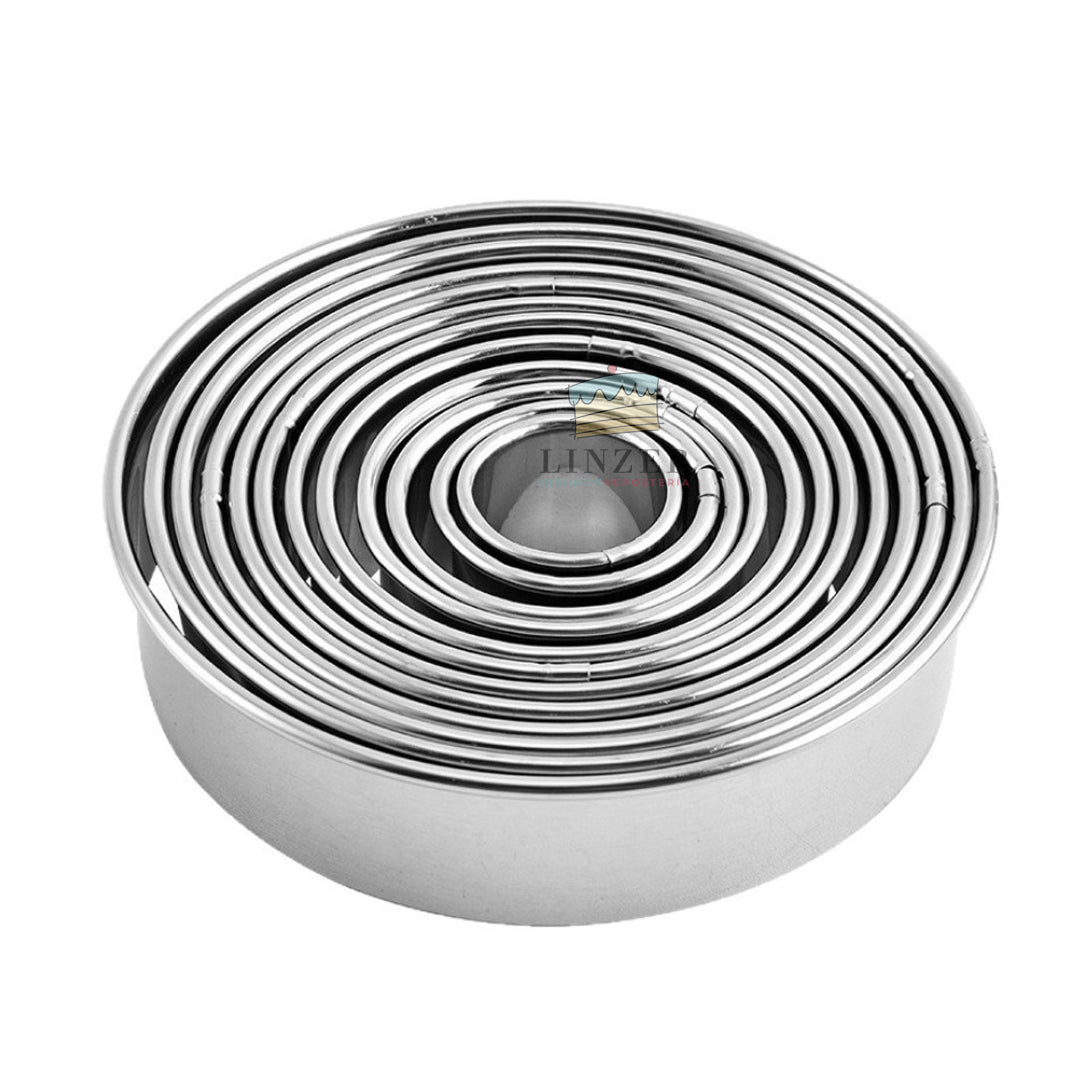 Set de 12 Cortadores Circulares de Acero Inoxidable - Medidas Variadas