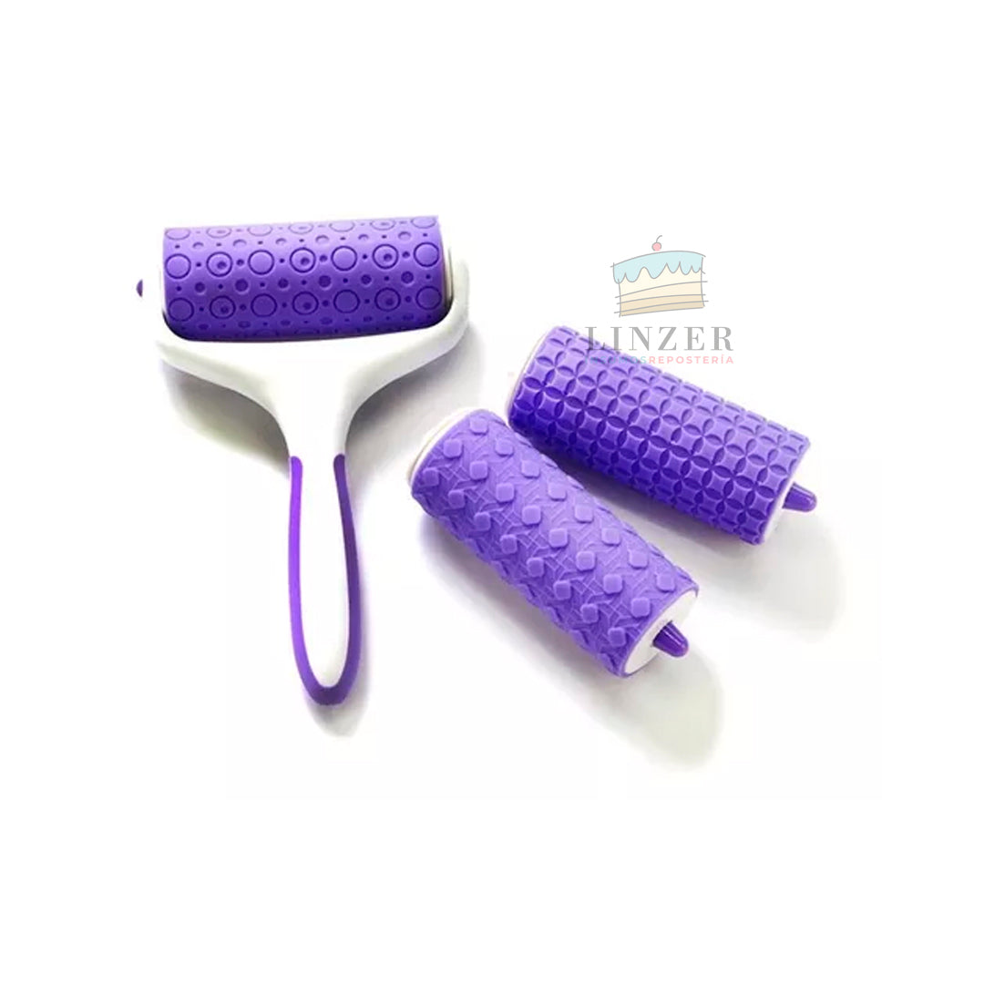 Rodillo con diseño para fondant 3 piezas
