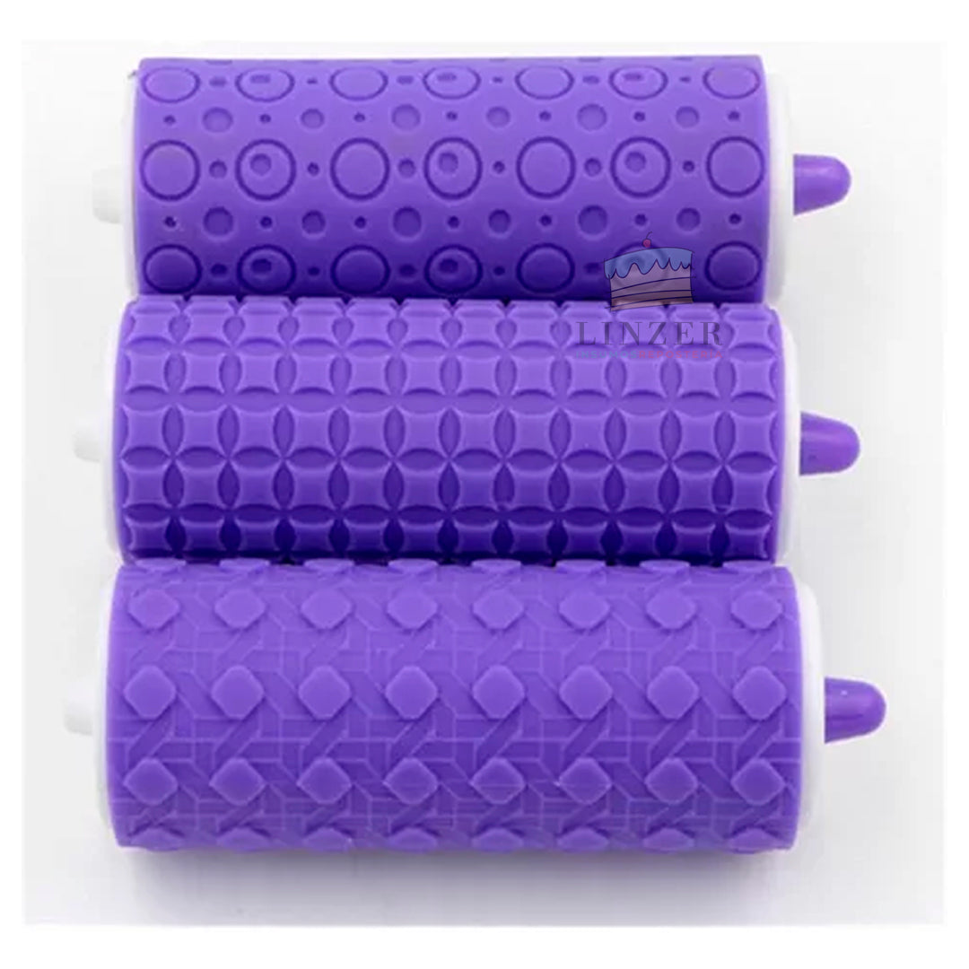 Rodillo con diseño para fondant 3 piezas