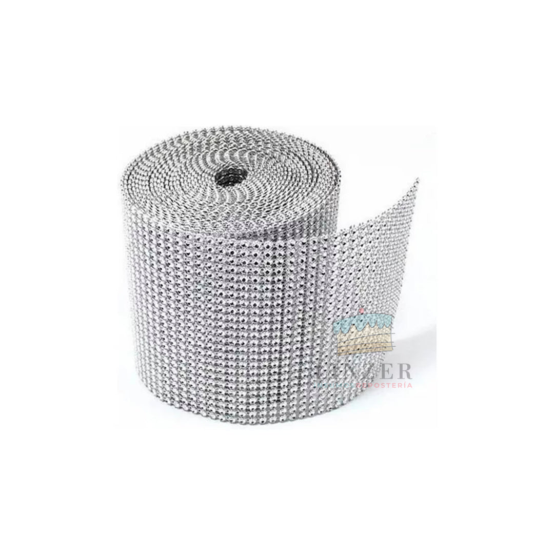 Strass plateado 1 metro