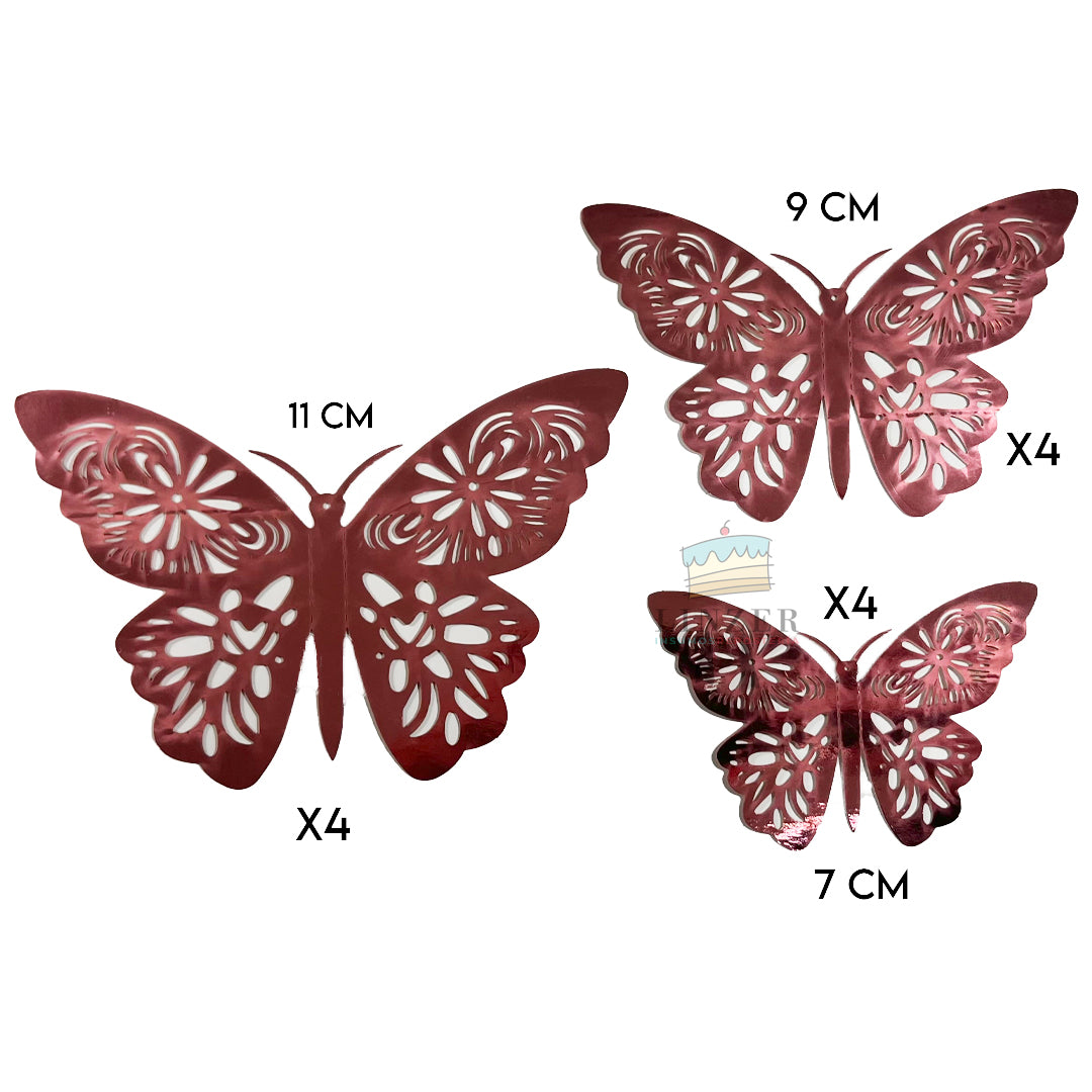 Pack de 12 mariposas decorativas rosa