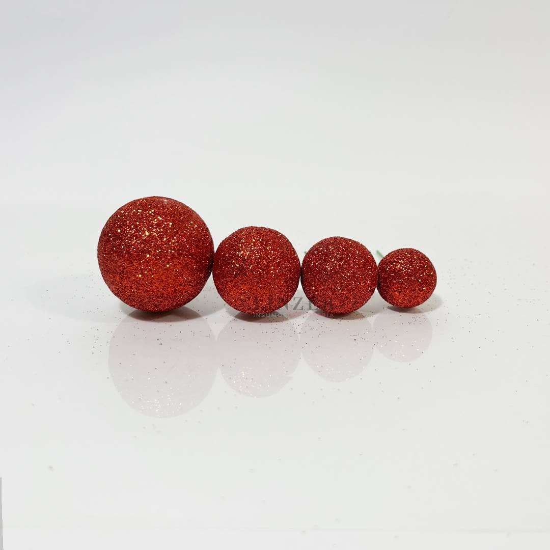 Pack x20 Esferas rojas con Glitter - Linzer insumos reposteria
