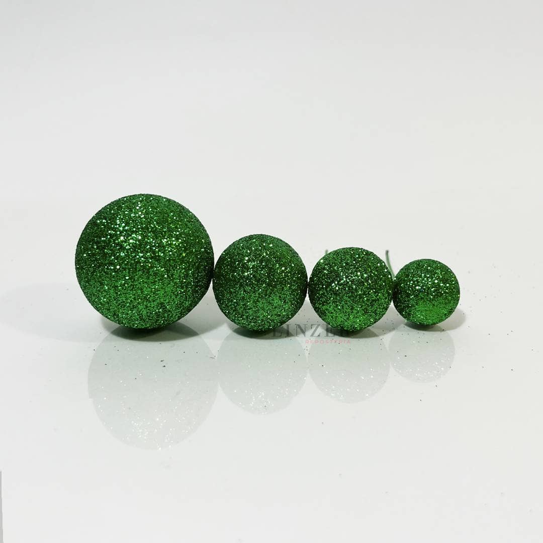 Pack x20 Esferas Verdes con Glitter - Linzer insumos reposteria