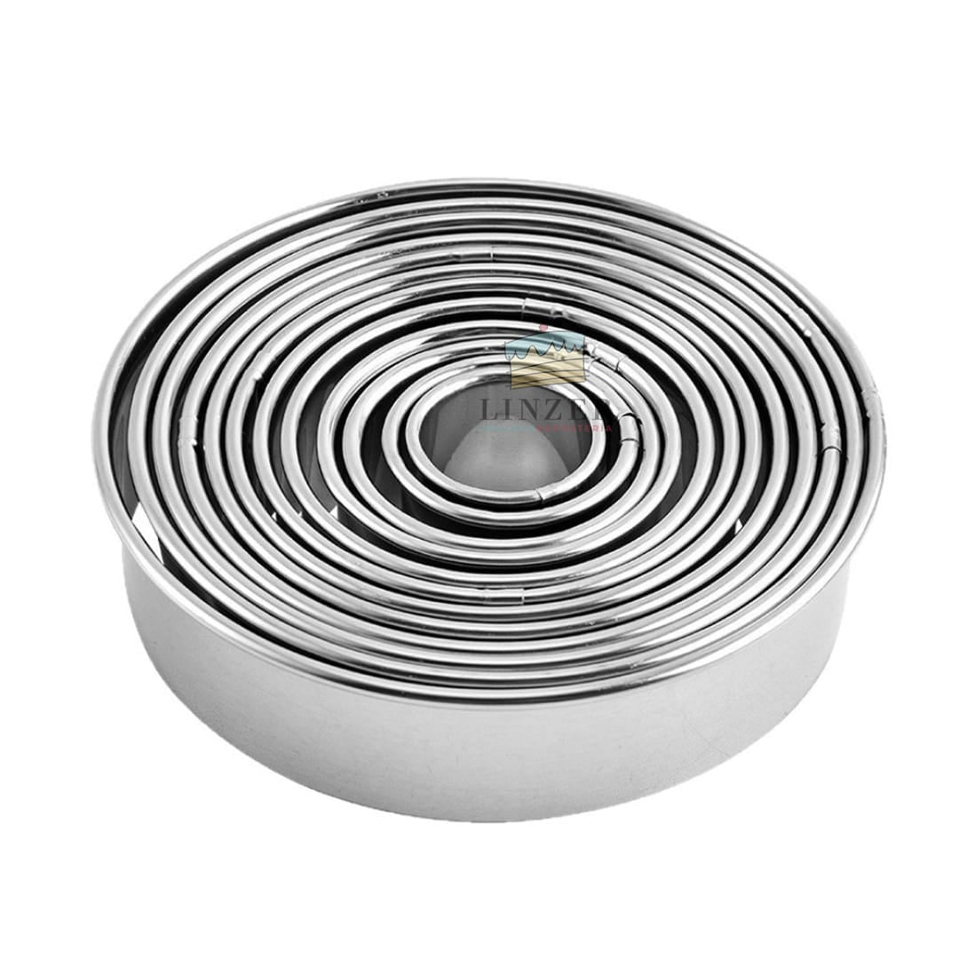Set de 12 Cortadores Circulares de Acero Inoxidable - Medidas Variadas - Linzer insumos reposteria