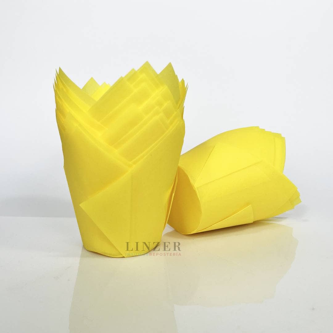 Set de 50 Tulipas de Papel Amarillas - Linzer insumos reposteria