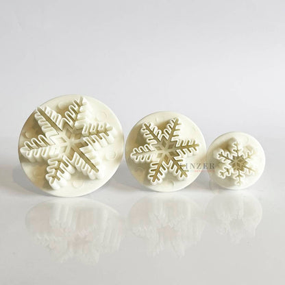 3 Cortadores de Copos de Nieve con expulsor - Linzer insumos reposteria 