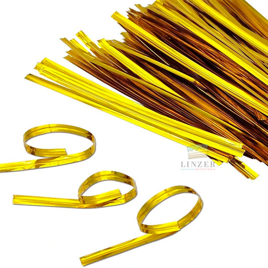 Amarras de Alambre Doradas - 100 Unidades (8 cm)