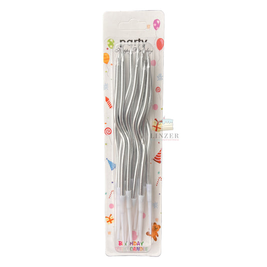 Velas Plateadas con Base (10 un)