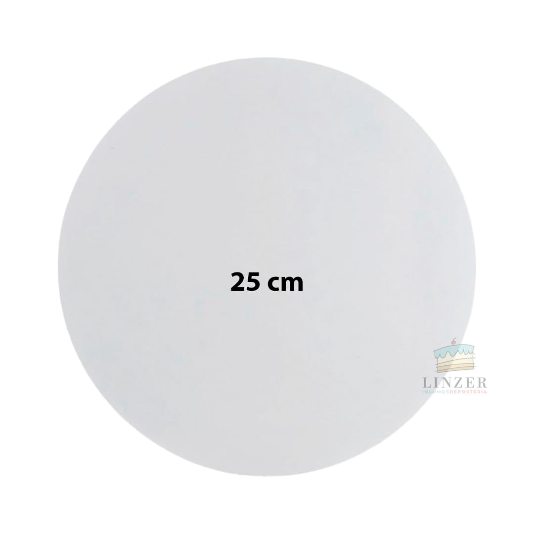 Base de cartón blanca 25 cm. - Linzer insumos reposteria 