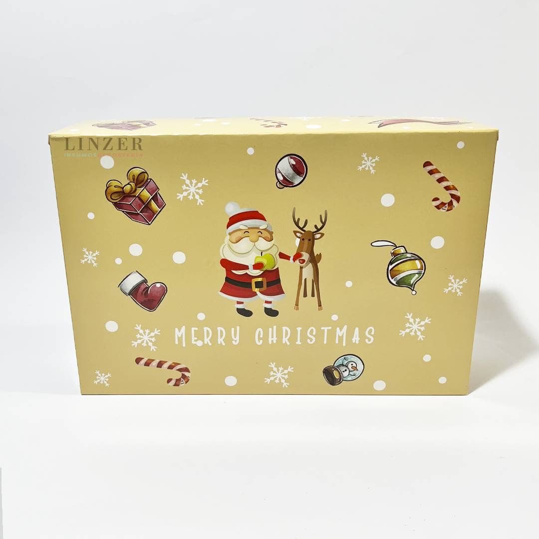 Caja Navideña beige para 6 Cupcakes - Pack x5 - Linzer insumos reposteria