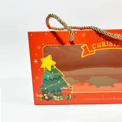 Caja navideña con ventana y cuerdas - Pack x5 - Linzer insumos reposteria 
