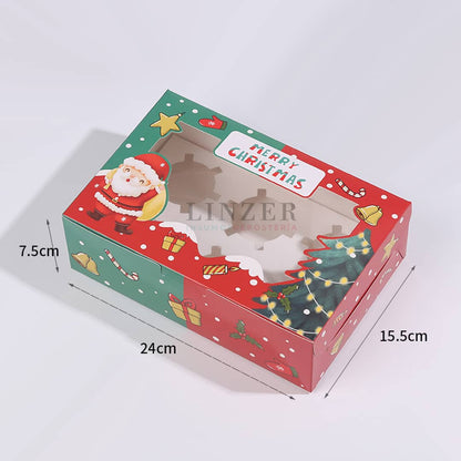 Caja Navideña para 6 Cupcakes - Pack x5 - Linzer insumos reposteria 