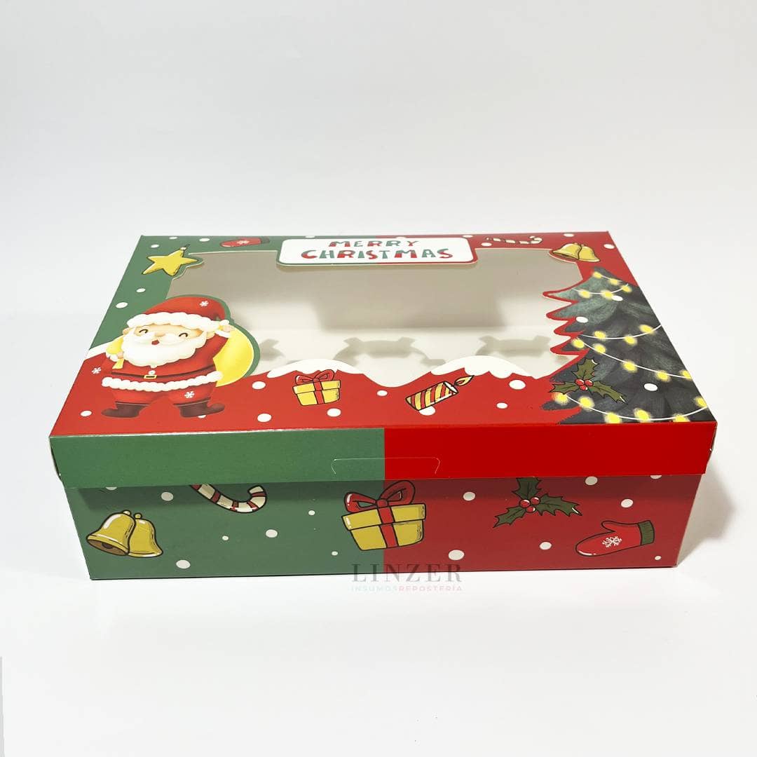 Caja Navideña para 6 Cupcakes - Pack x5 - Linzer insumos reposteria 