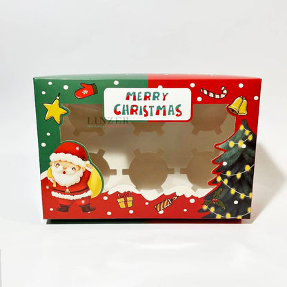 Caja Navideña para 6 Cupcakes - Pack x5 - Linzer insumos reposteria 