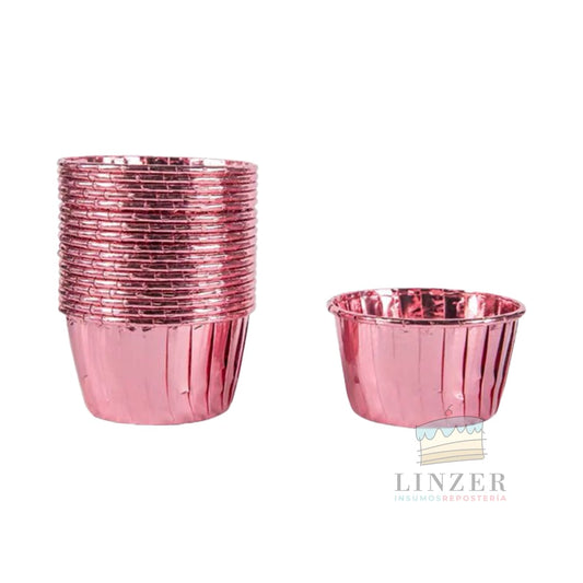 Capsula cupcake metal pink  pack 20u. - Linzer insumos reposteria 