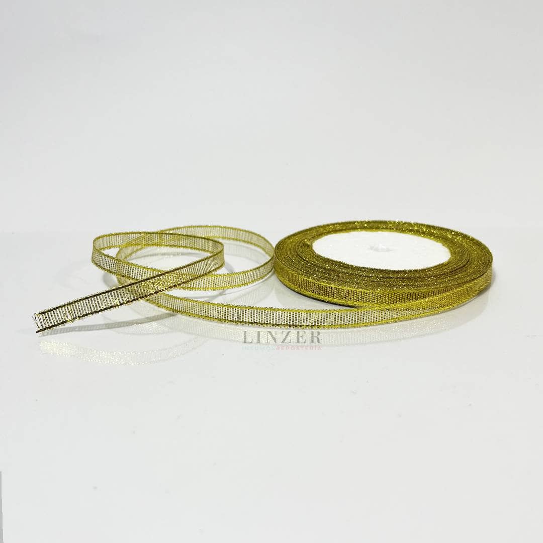 Cinta Glitter Dorada 0.6 cm x 22 mt - Linzer insumos reposteria 