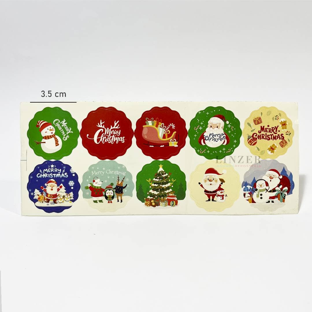 Lámina de 10 Stickers Navideños (3,5 cm) - Linzer insumos reposteria 