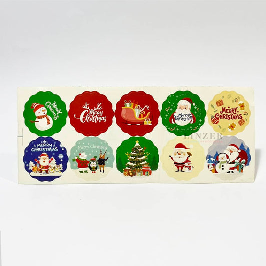 Lámina de 10 Stickers Navideños (3,5 cm) - Linzer insumos reposteria 