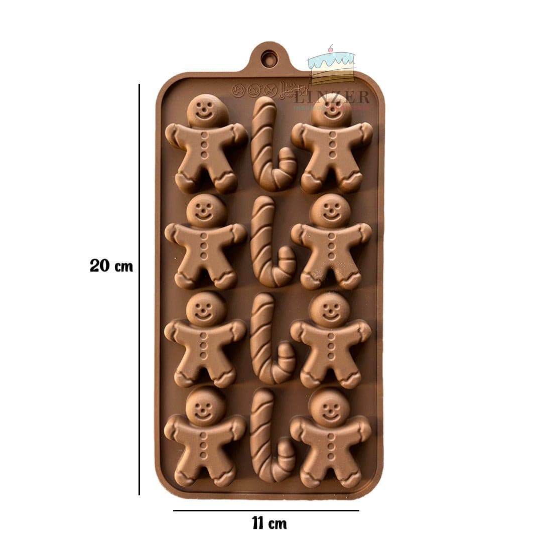 Molde de Silicona Navideño | Muñecos de Jengibre y Bastones - Linzer insumos reposteria 