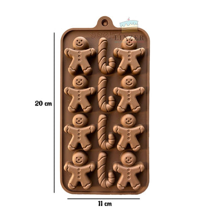 Molde de Silicona Navideño | Muñecos de Jengibre y Bastones - Linzer insumos reposteria 