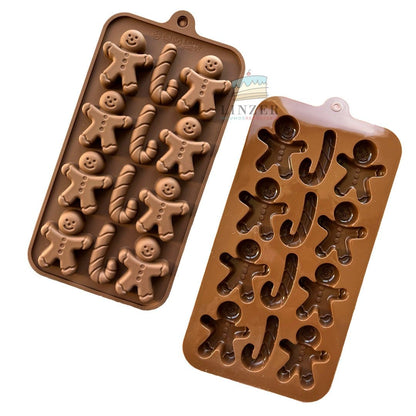 Molde de Silicona Navideño | Muñecos de Jengibre y Bastones - Linzer insumos reposteria 