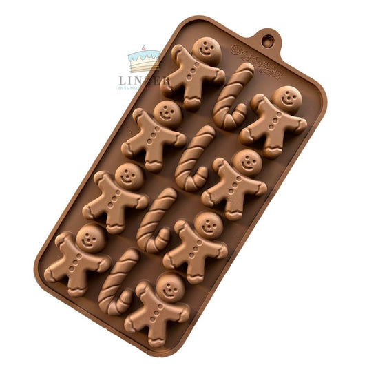 Molde de Silicona Navideño | Muñecos de Jengibre y Bastones
