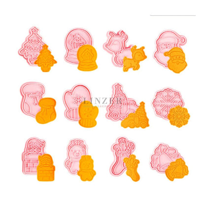 Pack 12 Cortadores figuras mix completo navidad - Linzer insumos reposteria