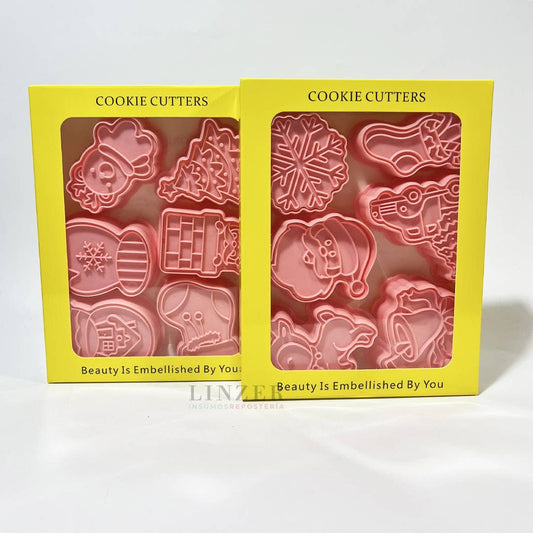 Pack 12 Cortadores figuras mix completo navidad - Linzer insumos reposteria