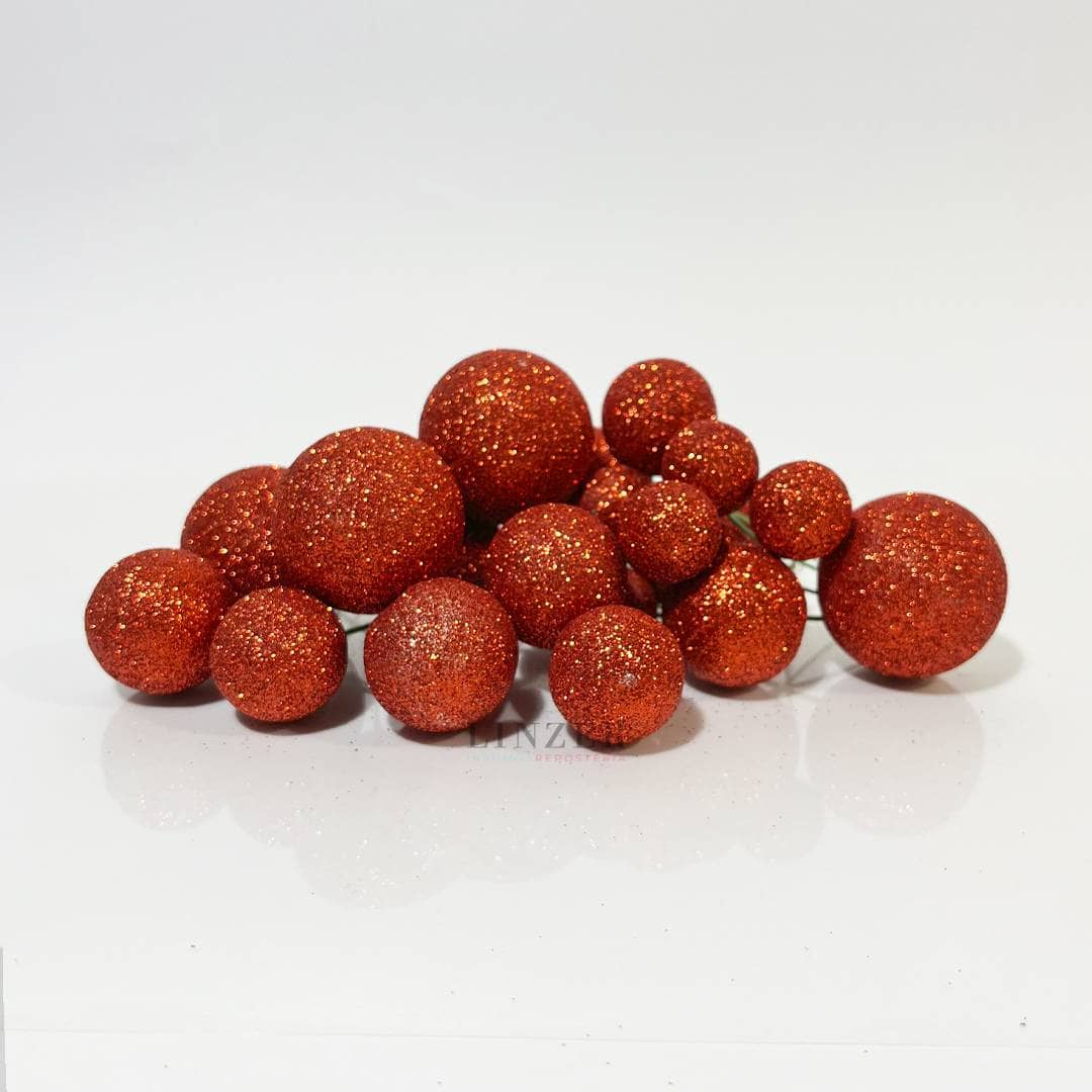 Pack x20 Esferas rojas con Glitter - Linzer insumos reposteria