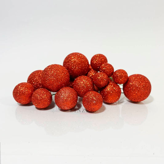 Pack x20 Esferas rojas con Glitter - Linzer insumos reposteria