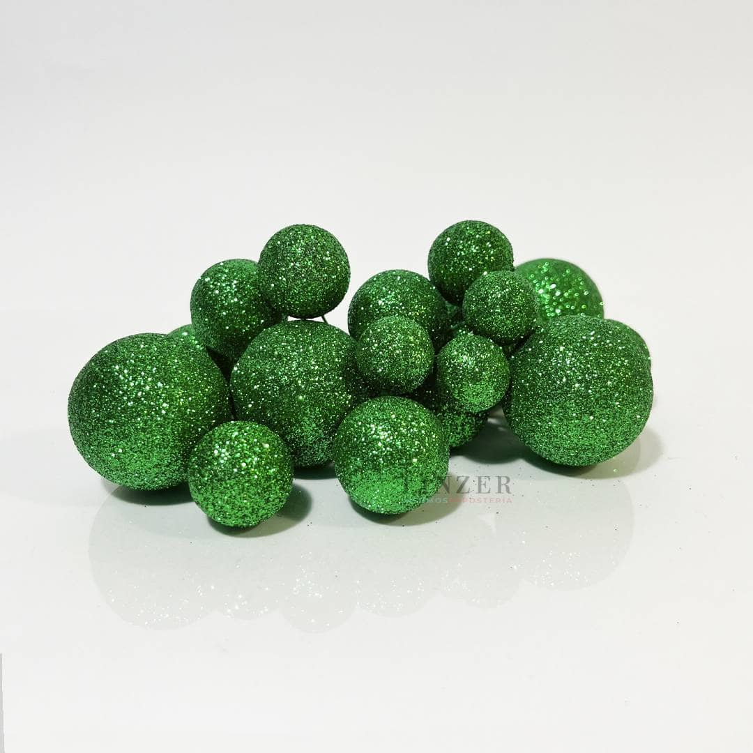 Pack x20 Esferas Verdes con Glitter - Linzer insumos reposteria