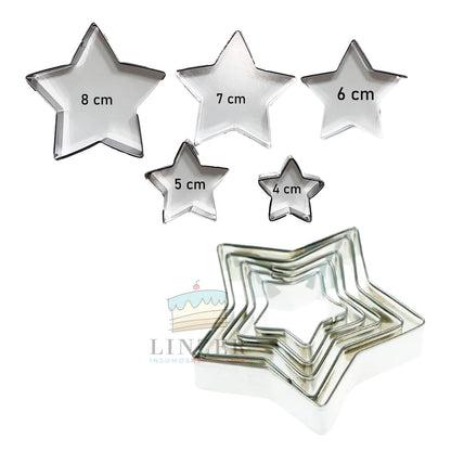 Set 5 cortadores metálicos estrella - Linzer insumos reposteria 
