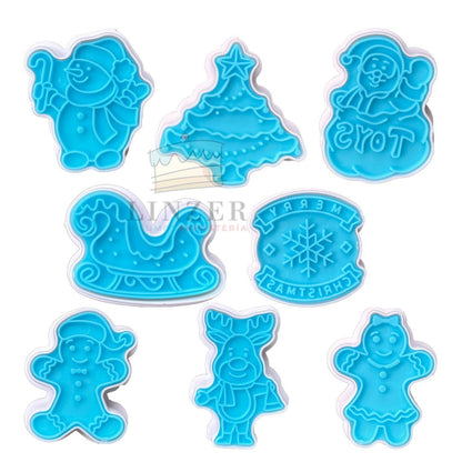 Set 8 Cortadores y Marcadores Navidad - Linzer insumos reposteria 
