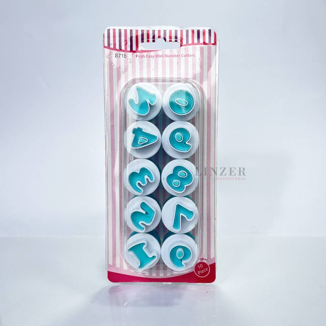 Set de 10 Cortadores de Números con Expulsor - Linzer insumos reposteria 