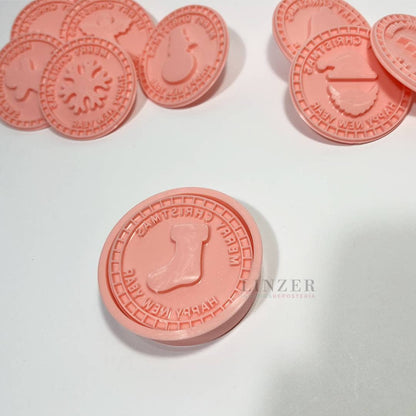 Set de 10 Piezas: Cortador + 9 Sellos Navideños - Linzer insumos reposteria