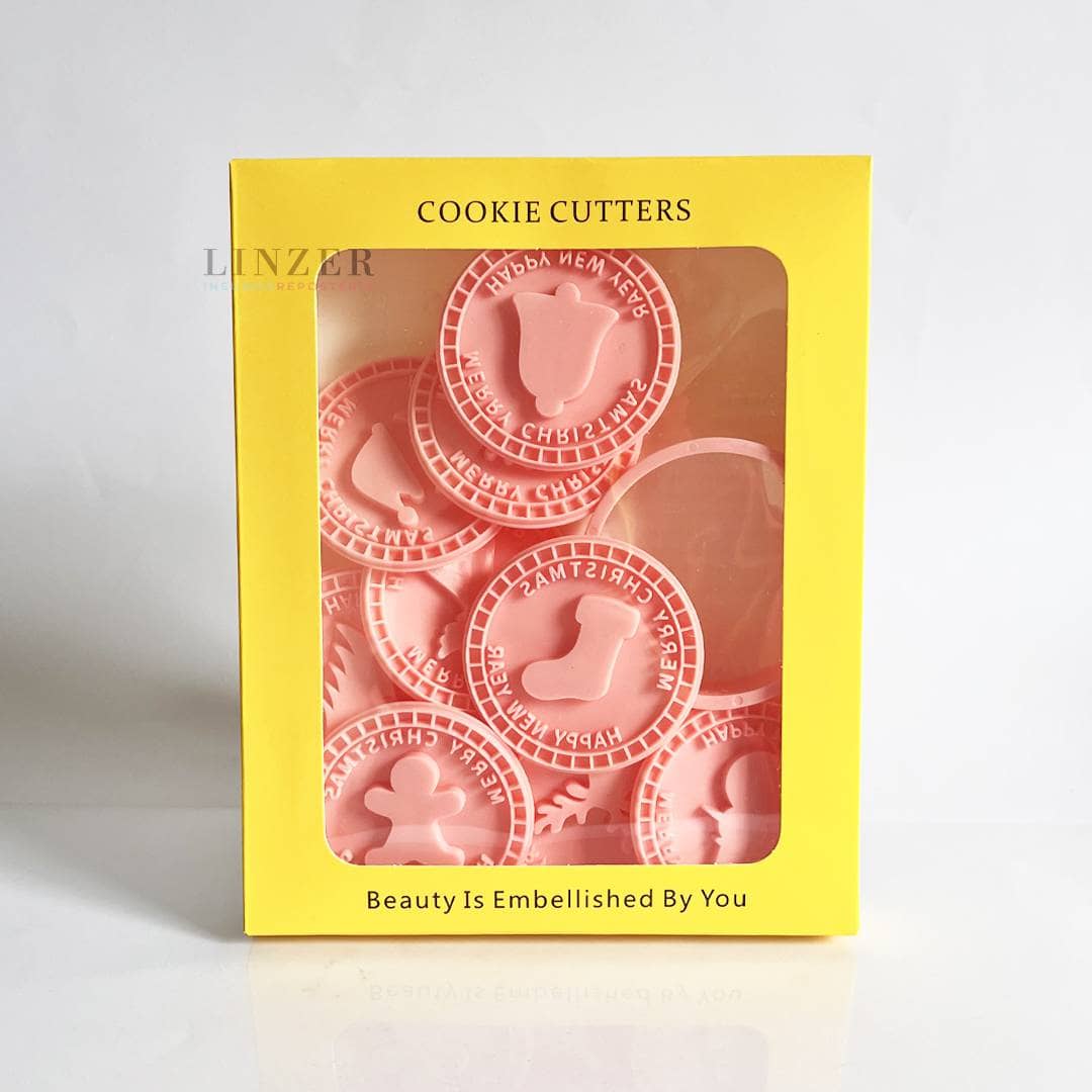 Set de 10 Piezas: Cortador + 9 Sellos Navideños - Linzer insumos reposteria