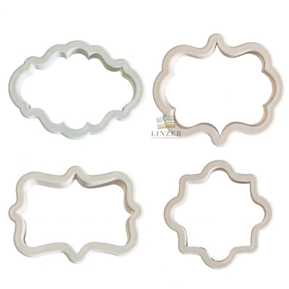 Set de 4 Cortadores Placa Marco Vintage - Linzer insumos reposteria 