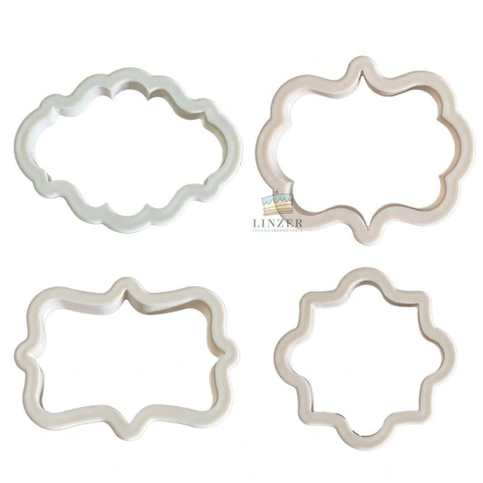 Set de 4 Cortadores Placa Marco Vintage - Linzer insumos reposteria 