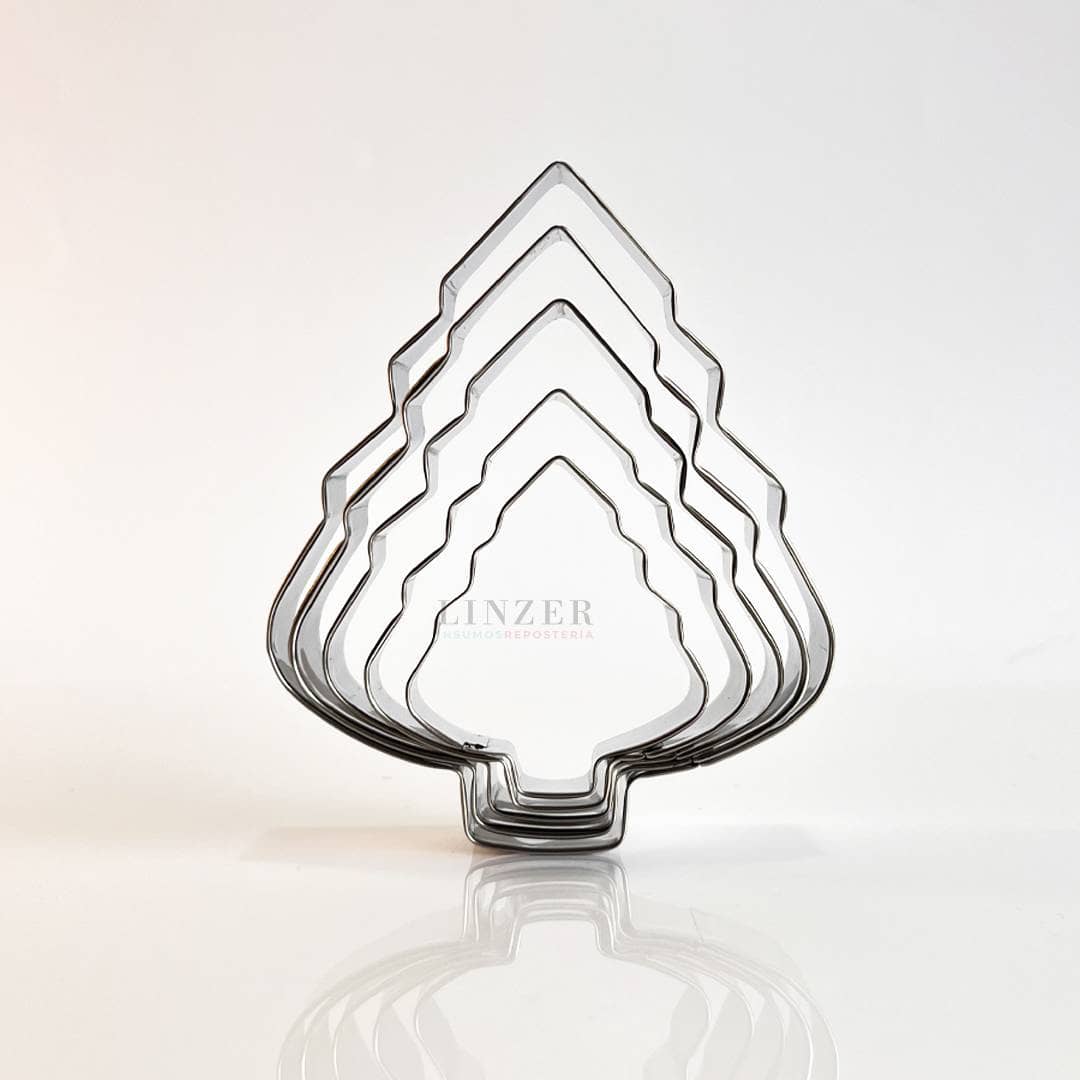 Set de 5 Cortadores de Galletas Pino Navideño - Linzer insumos reposteria 