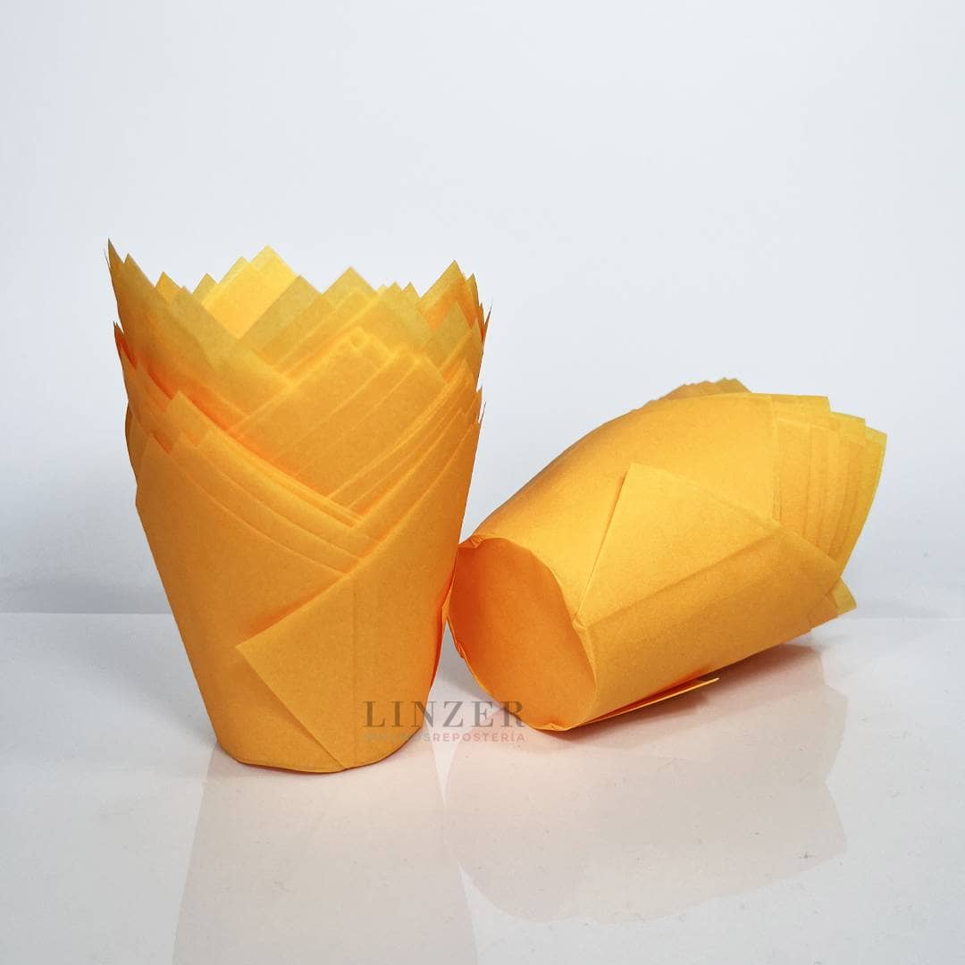 Set de 50 Tulipas de Papel Naranjas - Linzer insumos reposteria