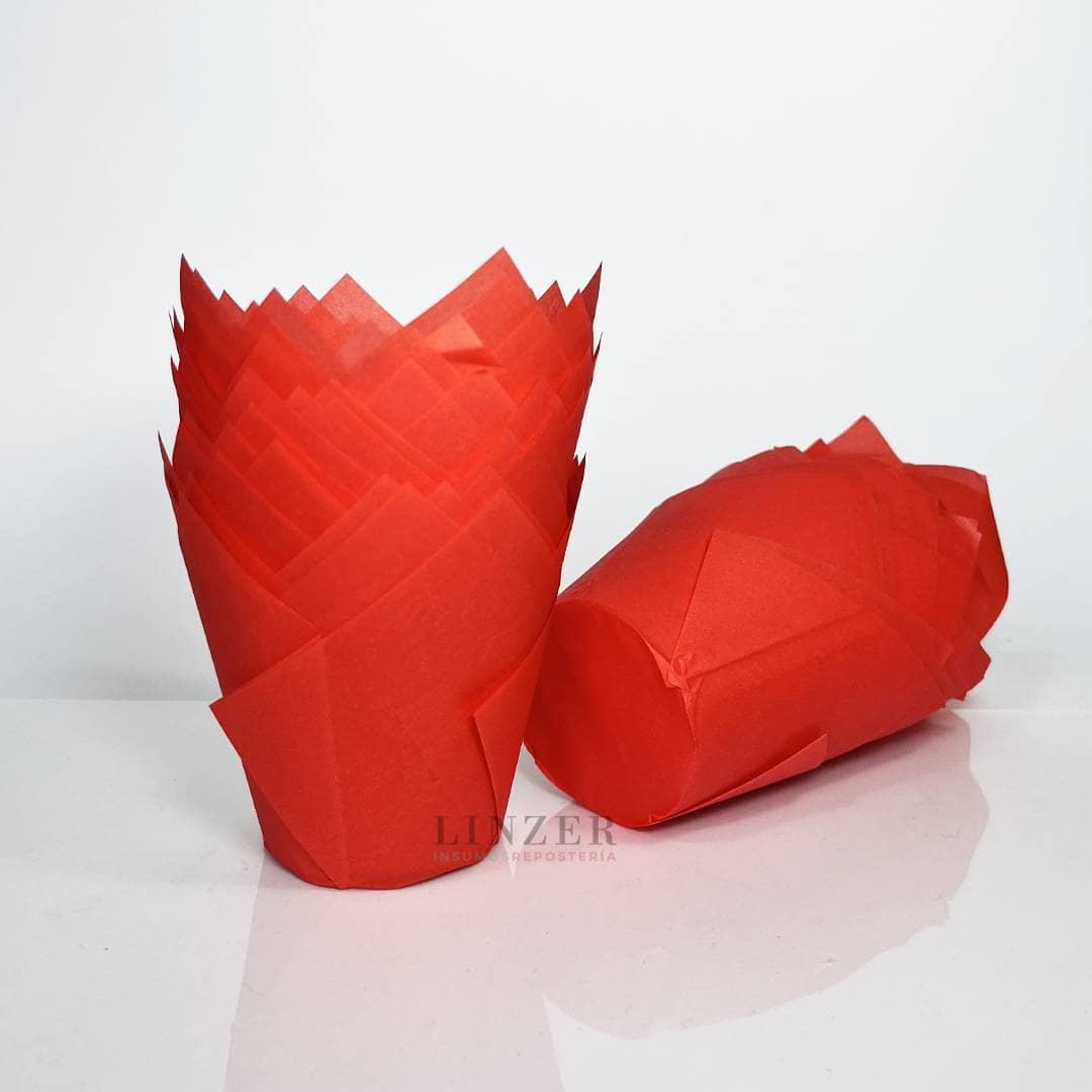 Set de 50 Tulipas de Papel Rojas - Linzer insumos reposteria