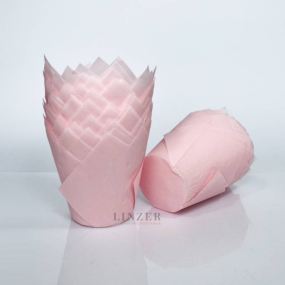 Set de 50 Tulipas de Papel Rosa - Linzer insumos reposteria