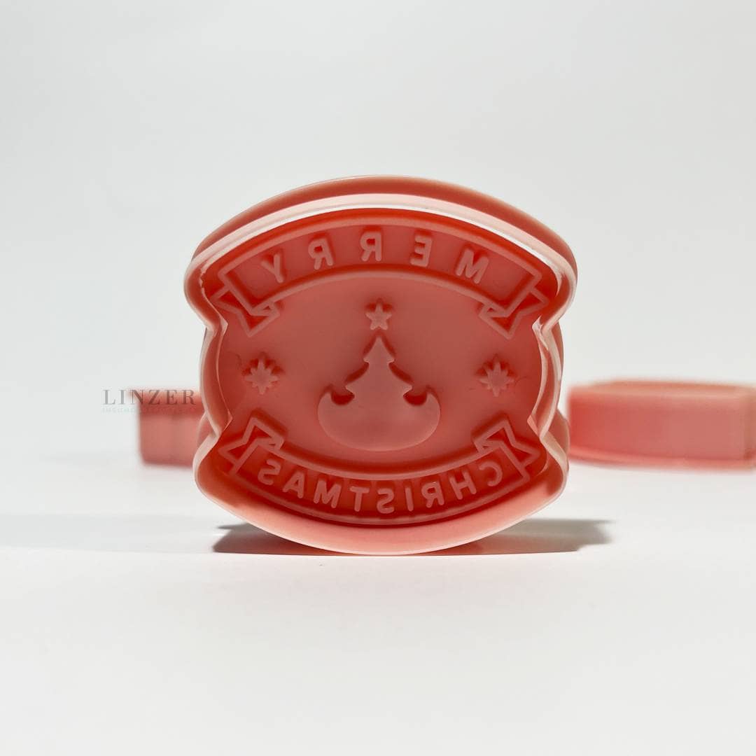 Set de 8 Cortadores y timbre Merry xmas - Linzer insumos reposteria