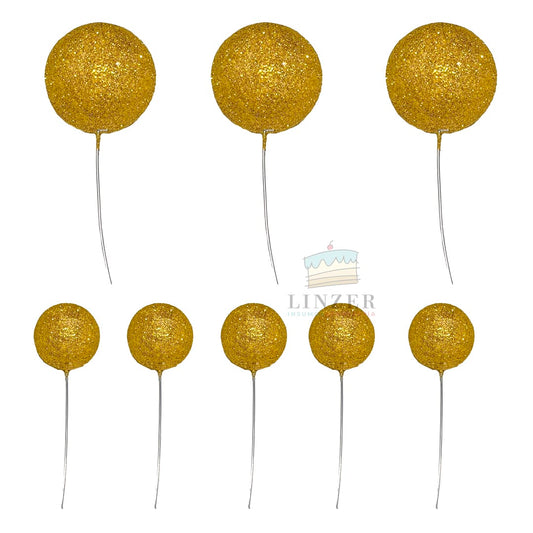 Set de 8 esferas Fancy gold - Linzer insumos reposteria 