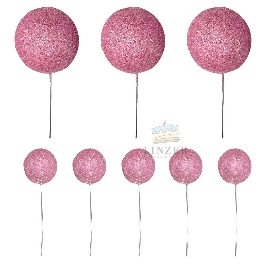 Set de 8 esferas Metal pink - Linzer insumos reposteria 